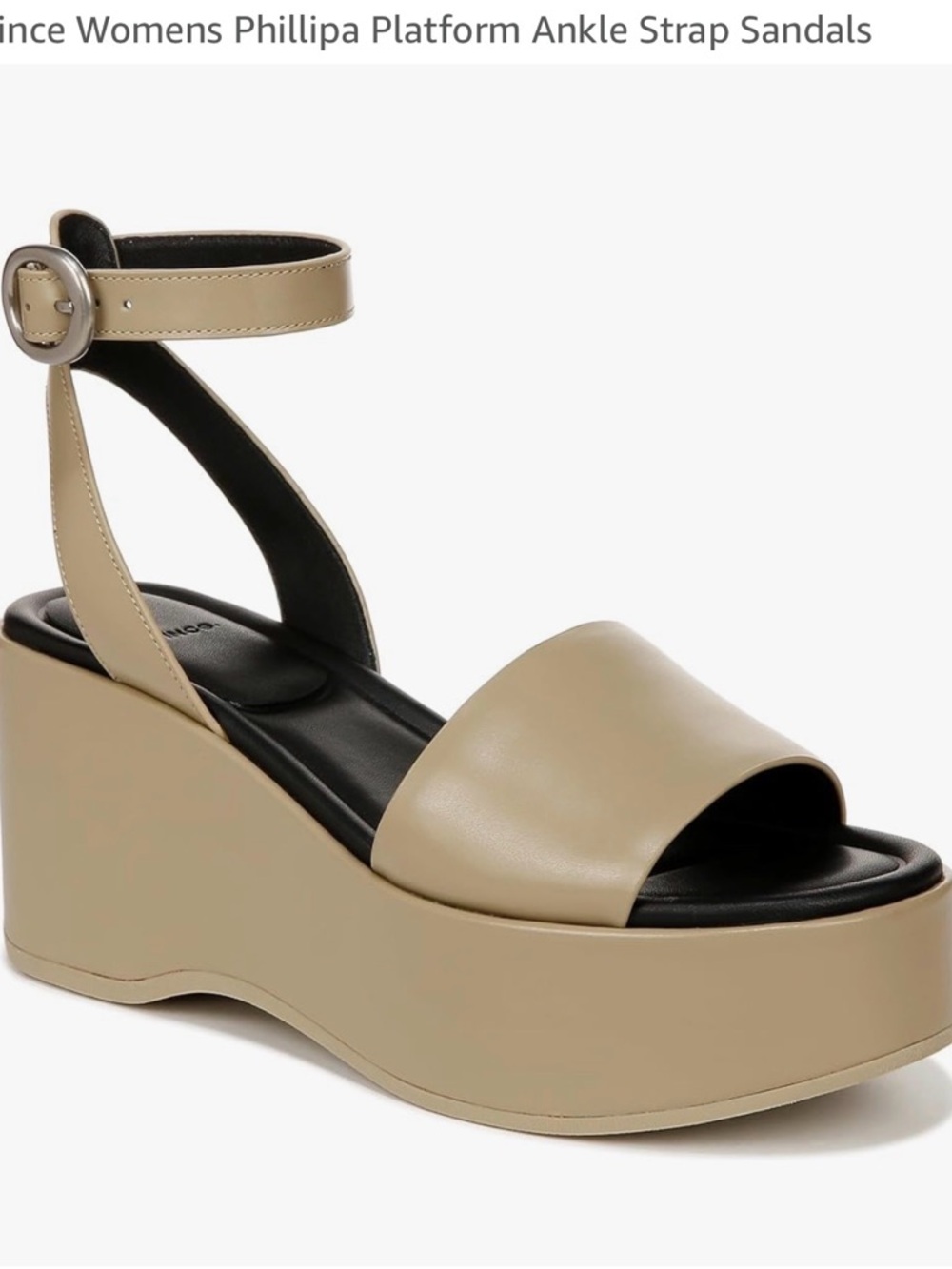 Vince Phillipa Platform Ankle Strap Sandals in Beige and Black